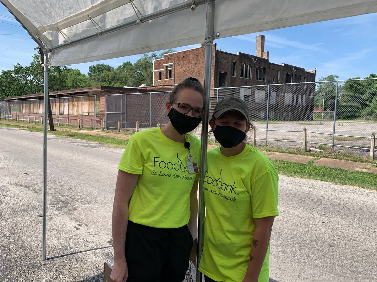 AmeriCorp workers provided support from the St. Louis Foodbank