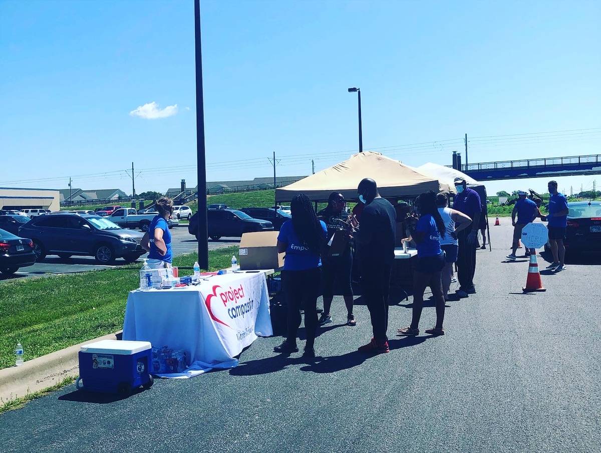 Volunteers of the community and partnering organizations came together to work the mobile food market