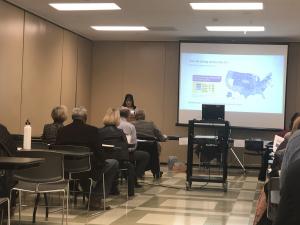 Deborah Humphrey, Executive Director of the Madison County Mental Health Board presenting on Suicide Prevalence.