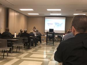 Deborah Humphrey, Executive Director of the Madison County Mental Health Board presenting on Suicide Prevalence.