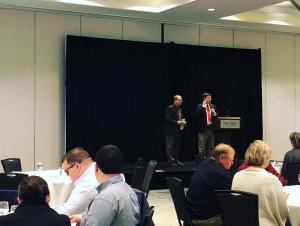 Reverend Doug Stewart and HEALTHIER TOGETHER's Executive Director Mark Peters sharing the 25 by 2025 misssion. 